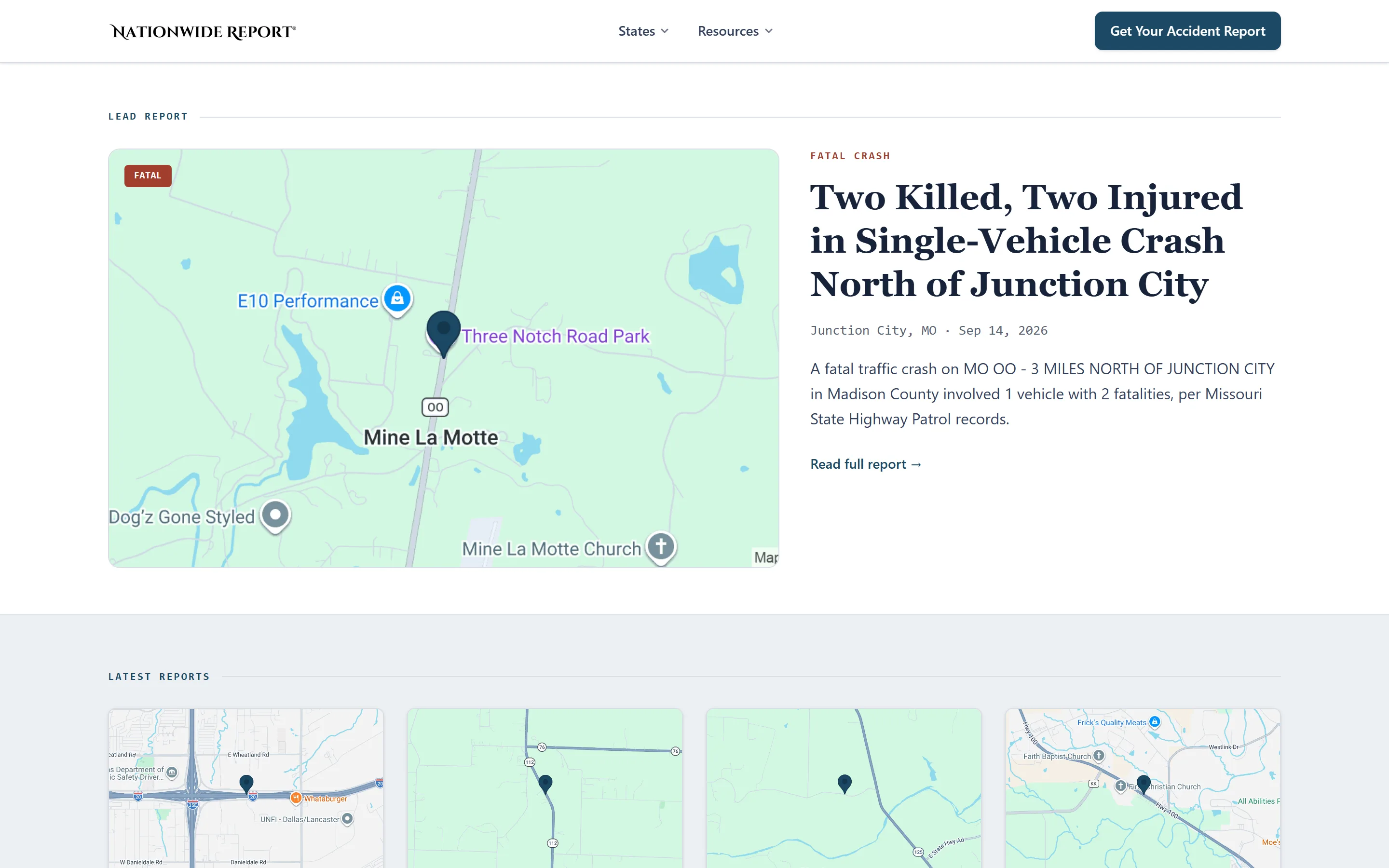 Nationwide Report homepage on desktop